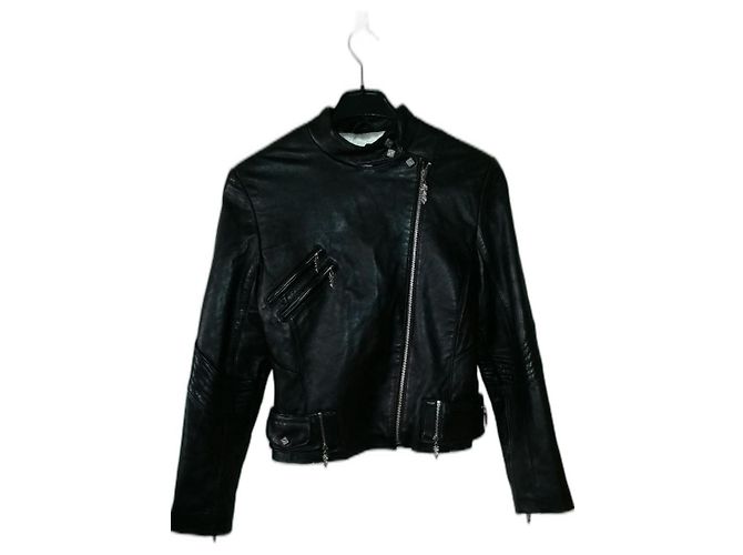 Ebène by Assuline Bikerjacke aus schwarzem Lammleder