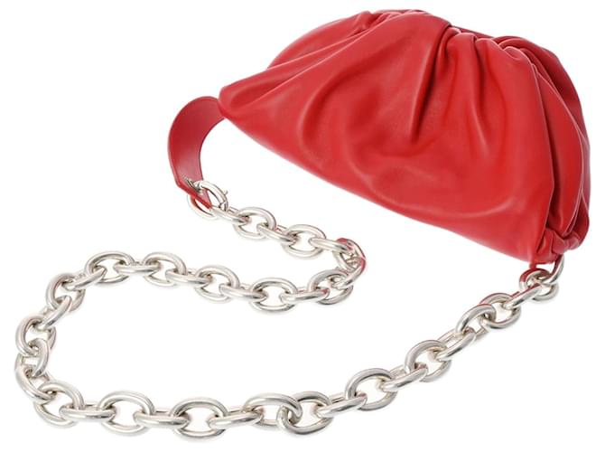 Bottega Veneta The Chain Pouch Red Leather  ref.1164292