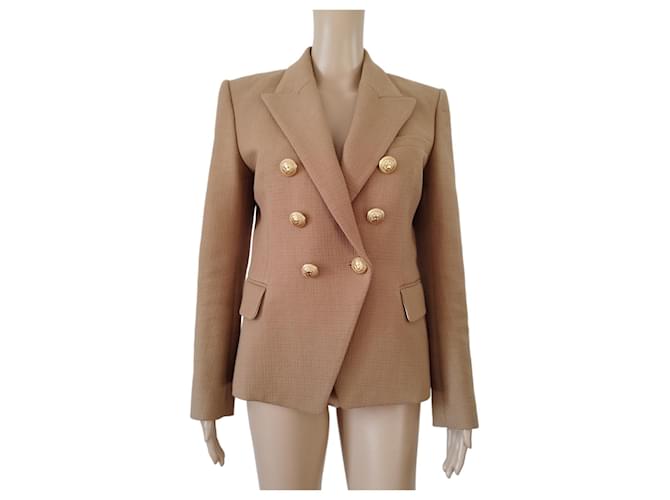 Kamelfarbene Baumwolljacke von Balmain Baumwolle  ref.1164311