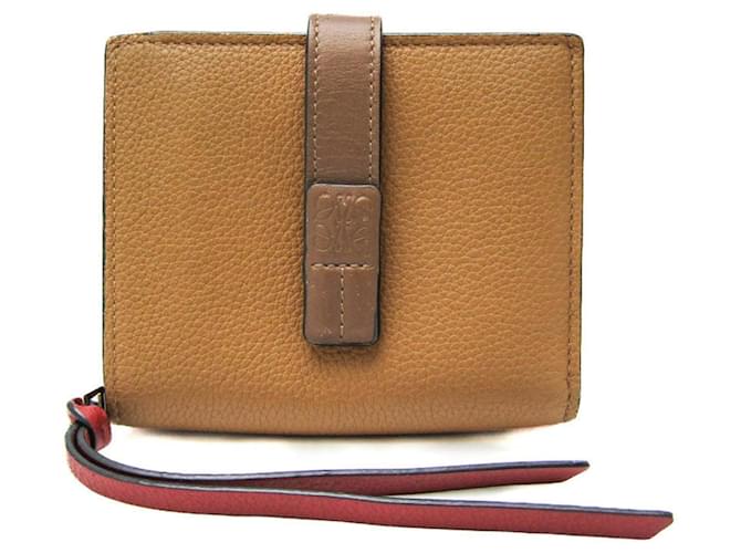 Loewe Cartera compacta con cremallera Castaño Cuero  ref.1164320