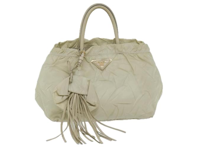 PRADA Hand Bag Nylon Beige Auth bs10343  ref.1164342