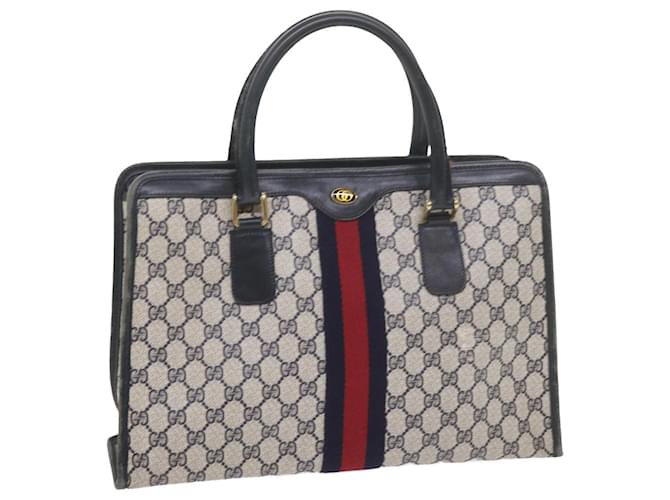 GUCCI GG Supreme Sherry Line Hand Bag PVC Leather Red Navy 010 378 auth 59735 Navy blue  ref.1164344