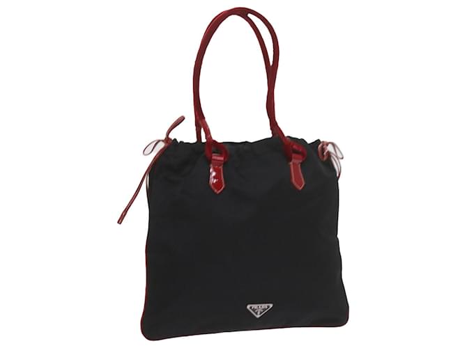 PRADA Hand Bag Nylon Black Red Auth 60533  ref.1164361