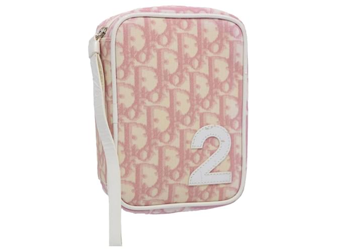 Christian Dior Trotter Canvas Pouch Pink Auth bs10242  ref.1164449