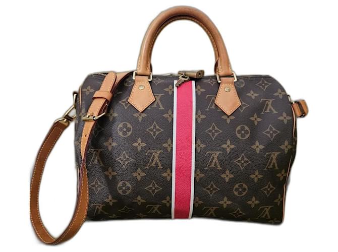 LOUIS VUITTON SPEEDY MONOGRAM BANDOULIÈRE Heritage personalisiert Dunkelbraun Leder  ref.1164545