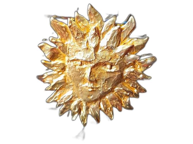 Yves Saint Laurent Sun face brooch YSL and Robert GOOSSENS Gold hardware Metal  ref.1165004