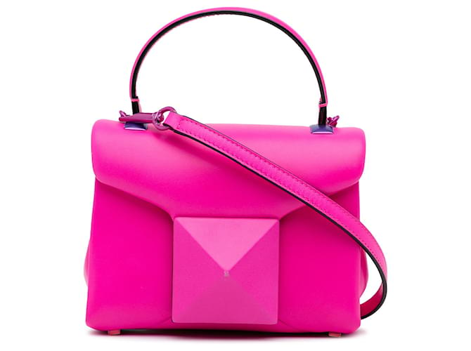 Bolso satchel mini con tachuelas en rosa de Valentino Cuero Becerro  ref.1113049