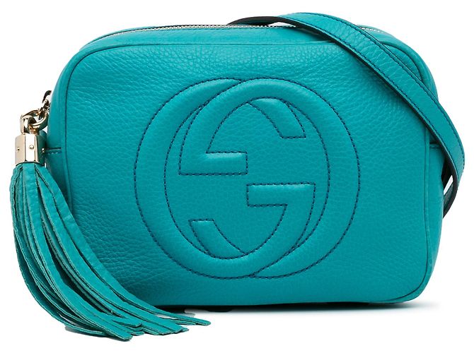 Borsa a tracolla Gucci Soho Disco piccola blu Turchese