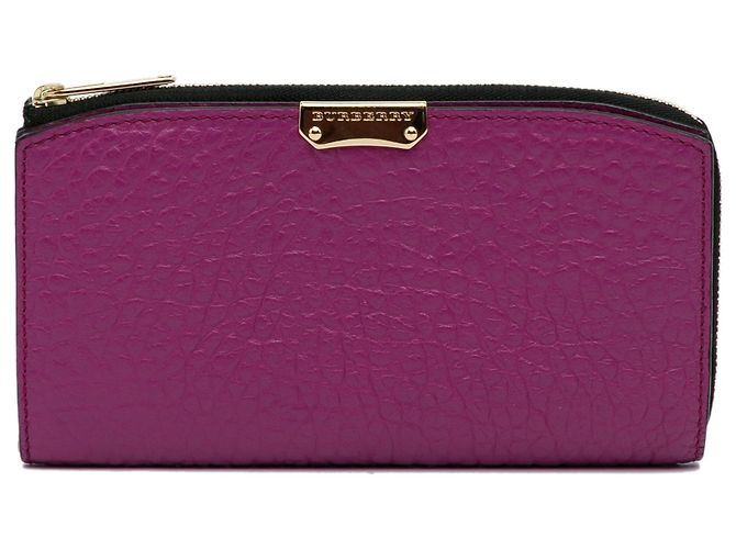 Portefeuille long en cuir violet Madison Burberry