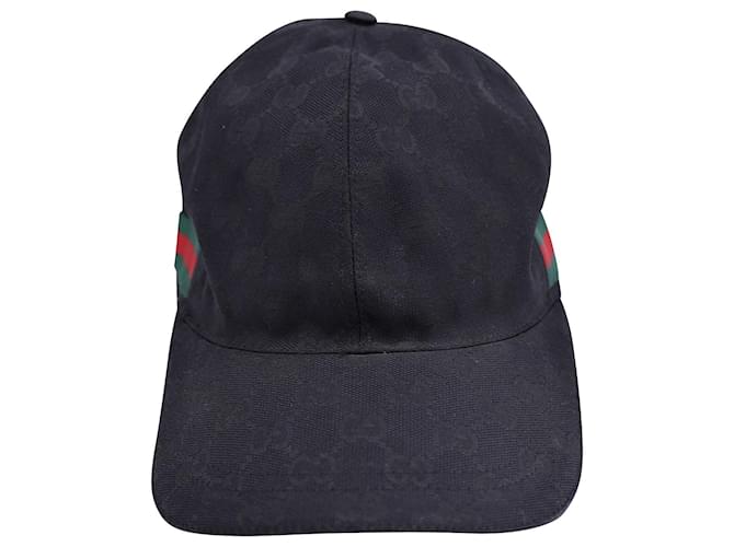 Cappellino da baseball Gucci GG in tela nera Nero  ref.1132048