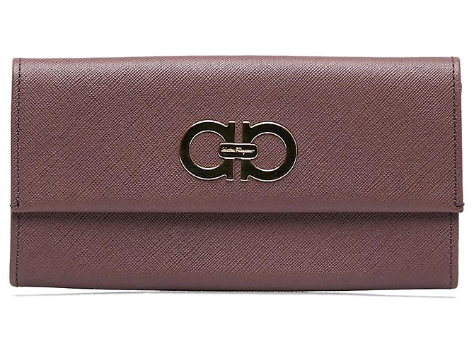 Salvatore Ferragamo Carteira longa de couro Gancini roxo Ferragamo