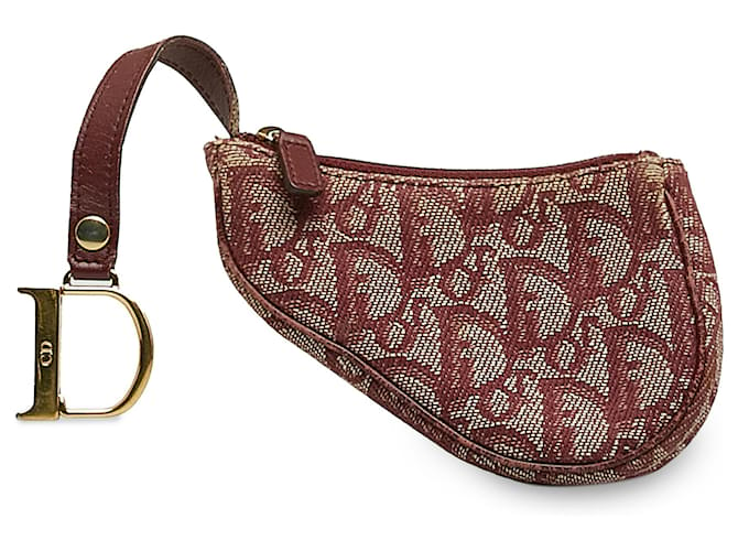 Saddle Pochette à monnaie en selle oblique rouge Dior Toile Tissu  ref.1142459