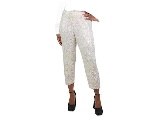 Autre Marque Pantaloni color crema decorati con paillettes - taglia M Crudo Cachemire  ref.1154209