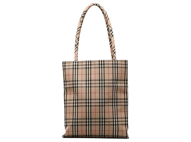 Burberry Brown House Check Tote Bag Beige Cloth Cloth  ref.1161083