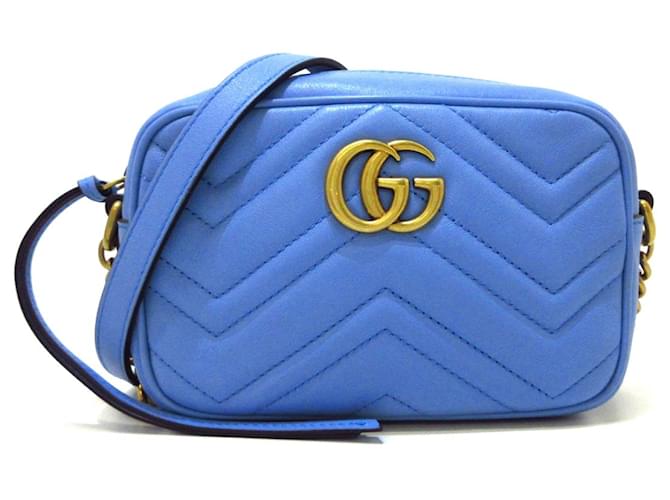Gucci GG Marmont Azul Couro  ref.1164573