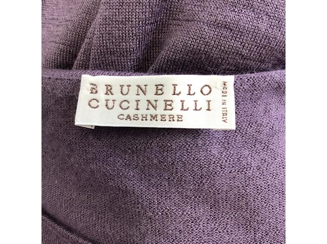 Brunello Cucinelli Suéter roxo de manga comprida de caxemira e malha de seda Casimira  ref.1164689