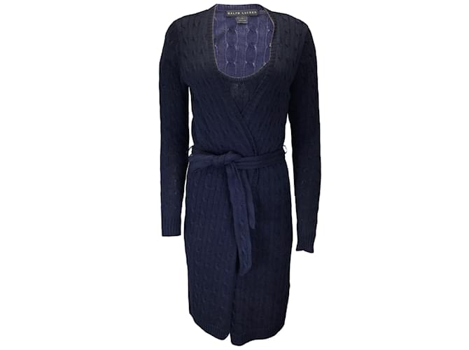 Ralph Lauren Black Label Navy Blue Cable Knit Sweater and Tank Top Two-Piece Set Linen  ref.1164694