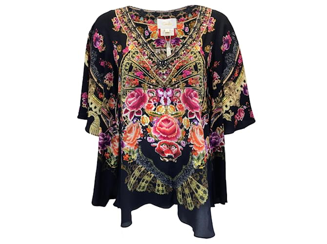 Autre Marque Camilla Black Multi Embellished Silk Blouse  ref.1164697