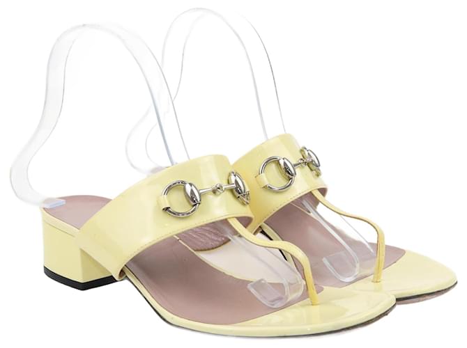 Gucci Yellow Horsebit Thong Sandals Leather  ref.1164743