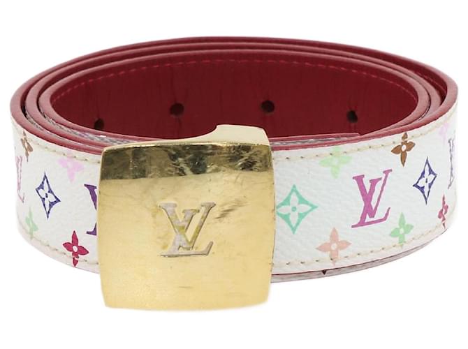 Louis Vuitton White Multicolor Monogram LV Cut Belt Multiple colors Leather  ref.1164747