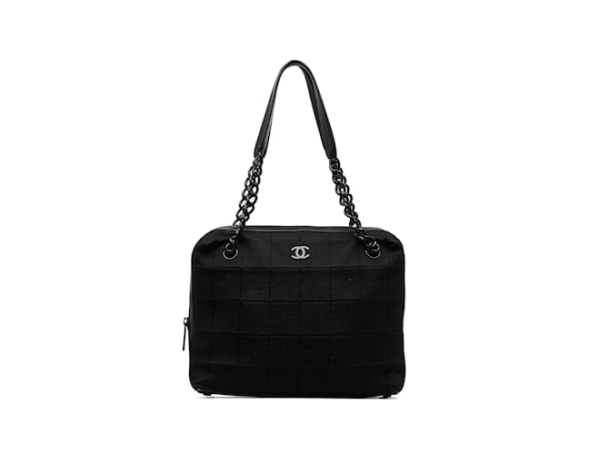 Black Chanel Cotton Choco Bar Shoulder Bag  ref.1164775