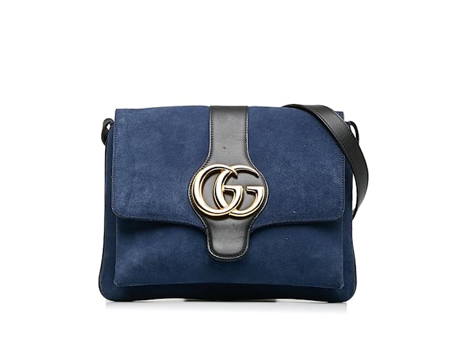 Blue Gucci Medium Suede Arli Crossbody Bag Leather  ref.1164787