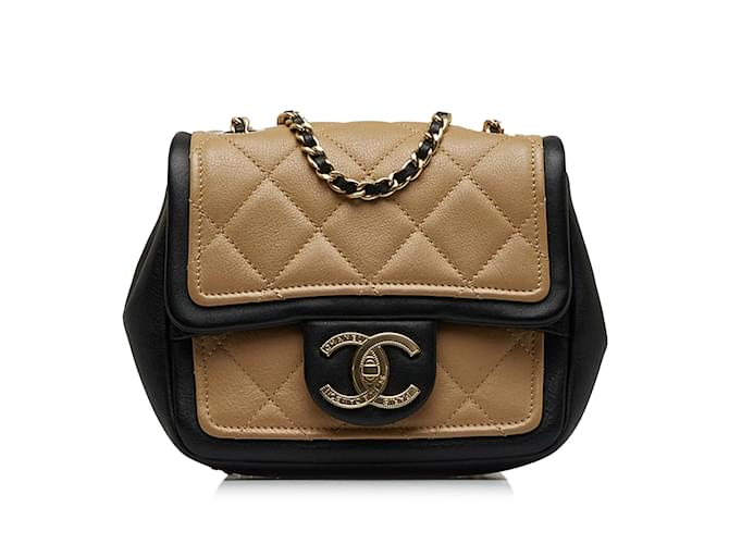 Brown Chanel Mini Square Graphic Flap Crossbody Bag Leather  ref.1164790