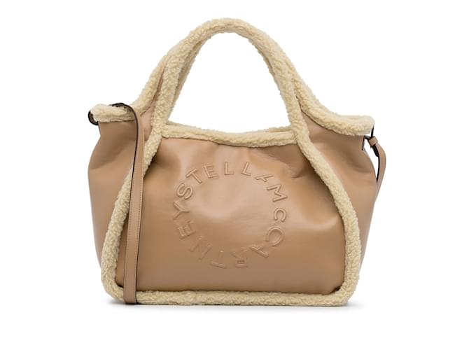 Stella Mc Cartney Bolso satchel tostado con logo Stella de piel de oveja Stella McCartney Camello Cuero  ref.1164818
