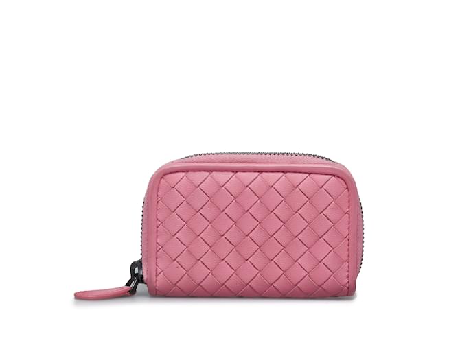 Rosa Bottega Veneta Intrecciato-Leder-Geldbörse mit umlaufendem Reißverschluss Pink  ref.1164820