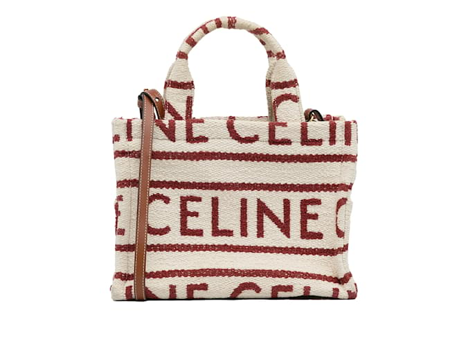 Céline Cream Celine Small All Over Cabas Thais Satchel Leather  ref.1164838