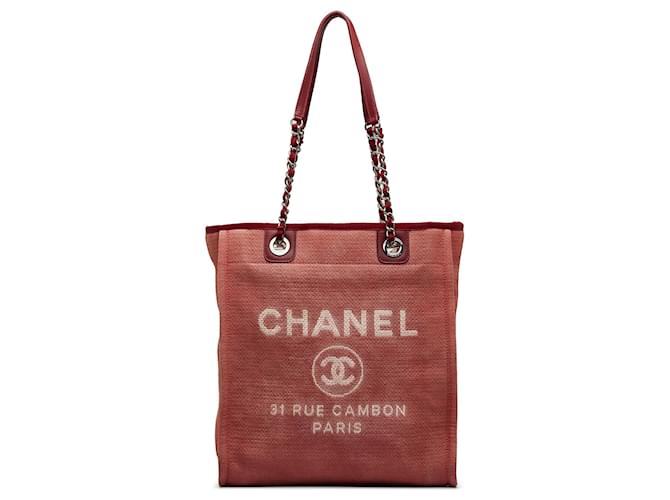 Bolso tote rojo Chanel Mini Deauville Roja Cuero  ref.1164853