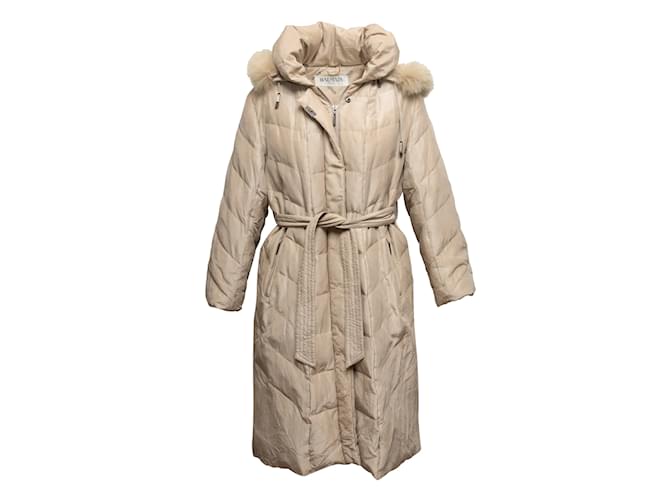 Vintage Beige Balmain Fur-Trimmed Puffer Coat Size US S  ref.1164863