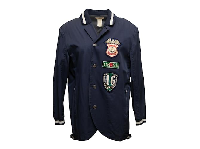 Autre Marque Vintage Navy & Multicolor Kansai Yamamoto Patch-Embellished Jacket Size US M Navy blue Synthetic  ref.1164883