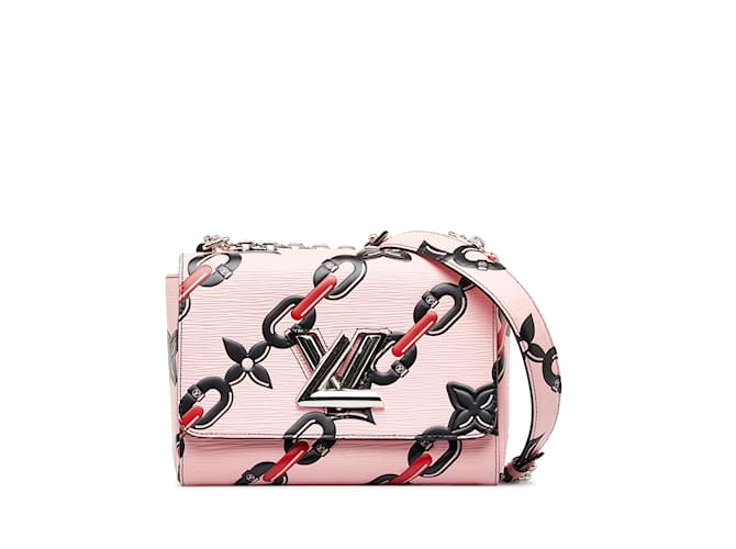 Bolsa transversal Louis Vuitton Epi Flower Chain Twist MM rosa Couro  ref.1164889