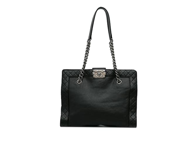 Black Chanel Medium Calfskin Boy Reverso Shopping Tote Leather  ref.1164948