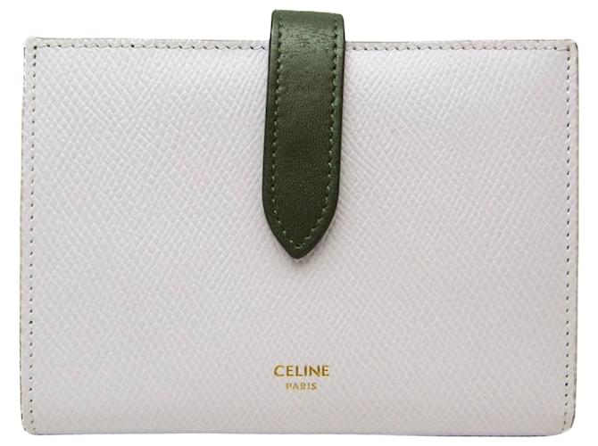 Céline Celine Geldbörse mit mittlerem Riemen Grau Leder  ref.1165333