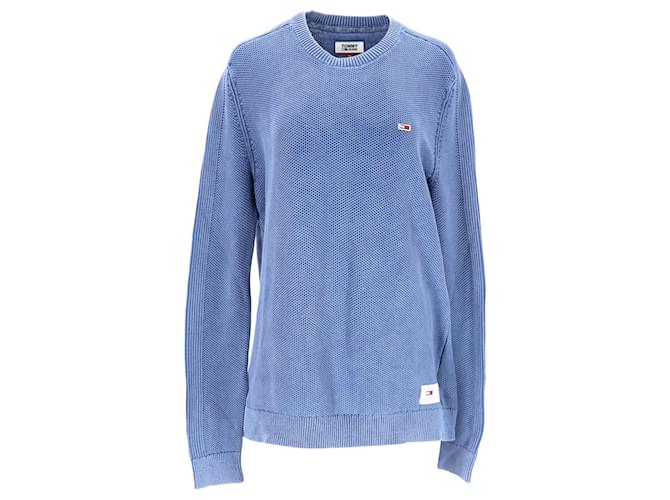 Tommy Hilfiger Mens Pure Cotton Garment Dyed Jumper Blue  ref.1165546