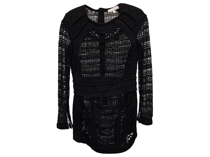 Iro Castely Lace Mini Dress in Black Cotton  ref.1165553