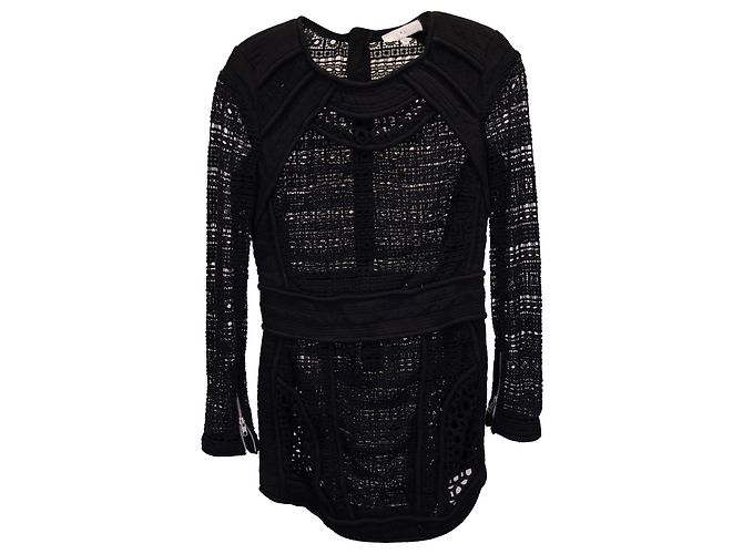 Iro Castely Spitzen-Minikleid aus schwarzer Baumwolle