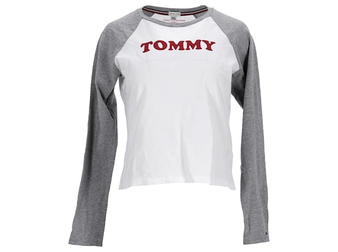 Tommy Hilfiger Camiseta de manga larga para mujer Gris Algodón  ref.1165556