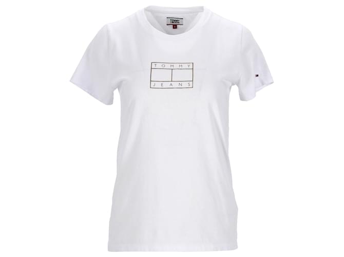 Tommy Hilfiger Womens Regular Fit Short Sleeve T Shirt White Cotton  ref.1165575