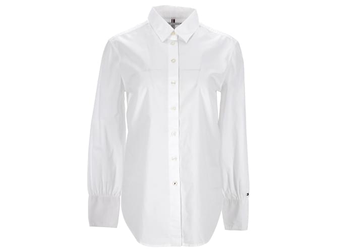 Tommy Hilfiger Womens Pure Cotton Poplin Girlfriend Fit Shirt White  ref.1165629