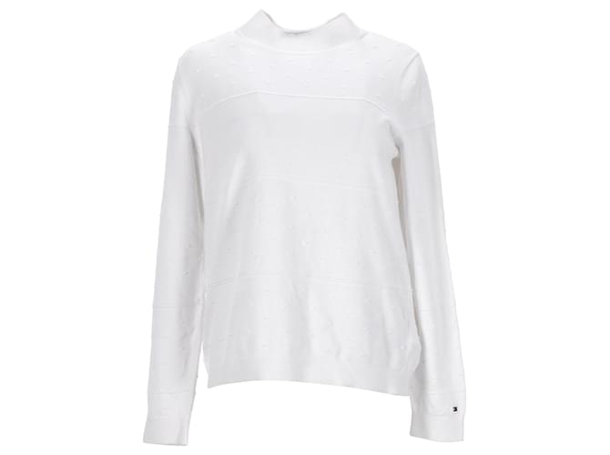Suéter feminino Tommy Hilfiger de algodão orgânico texturizado em algodão branco  ref.1165641