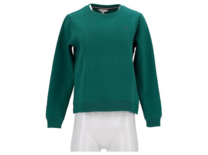 Tommy Hilfiger Womens Relaxed Fit Crew Neck Sweatshirt Green Cotton  ref.1165644