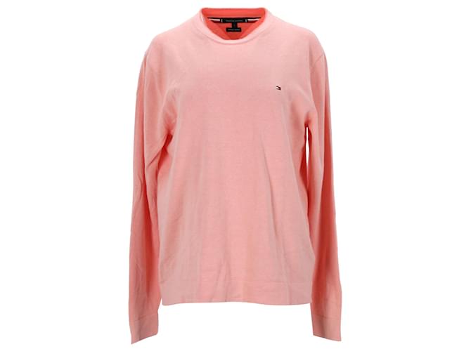 Tommy Hilfiger Mens lined Face Organic Cotton Crew Neck Jumper Peach  ref.1165651