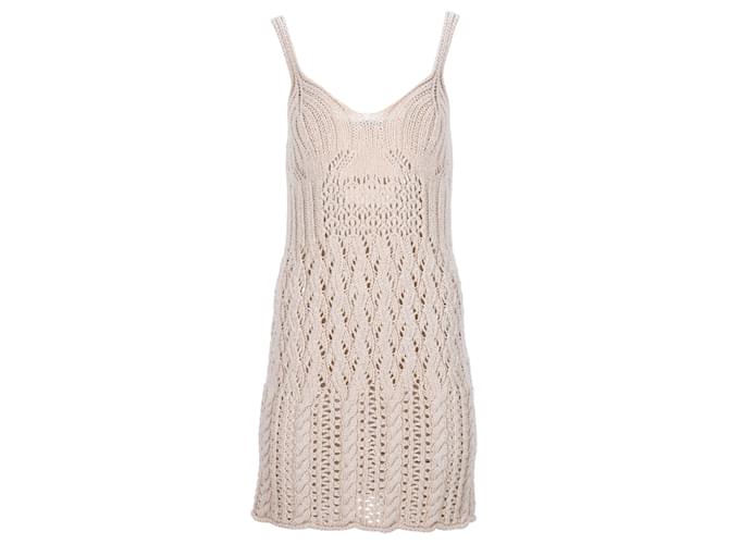 Acne Studios Crochet Mini Dress in White Cotton Cream  ref.1165666