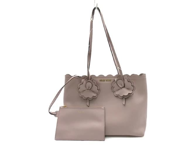 Miu Miu Flower Handle Shopping Tote Pink Leather  ref.1165692