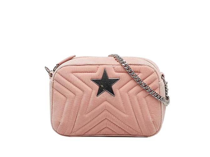 Stella Mc Cartney Quilted Velvet Star Crossbody Bag 500994 Pink Cloth  ref.1165713