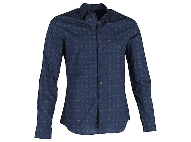 Givenchy Printed Shirt in Navy Blue Cotton  ref.1165730