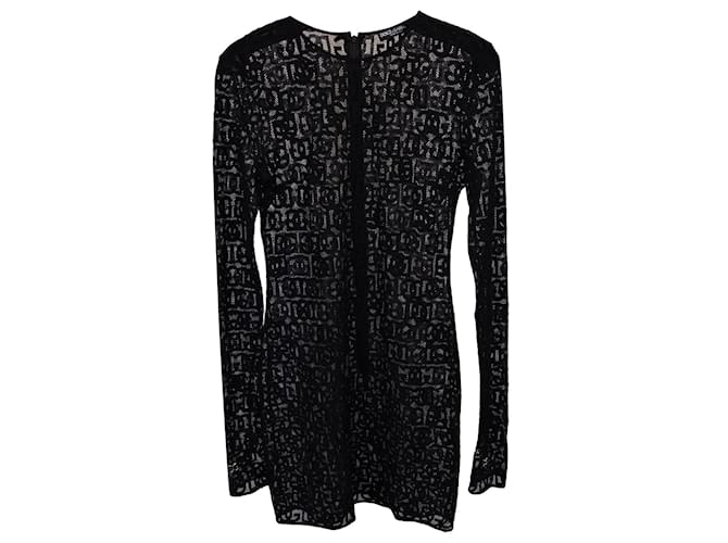 Dolce & Gabbana Allover DG Logo Tulle Mini Dress in Black Cotton  ref.1165731